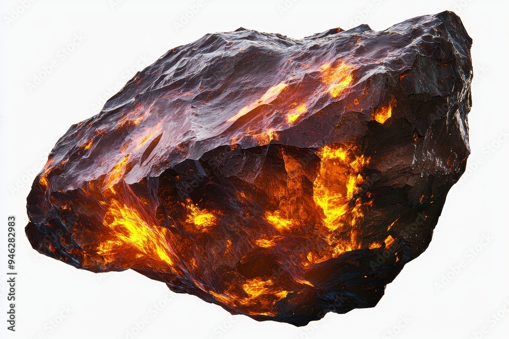 Poster stunning flaming meteor streaking across the night sky, isolated on a transparent background for eas