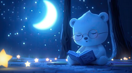 An adorable teddy bear wearing glasses
