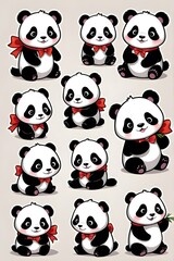 Adorable Panda Stickers Collection Cute Expressions and Poses
