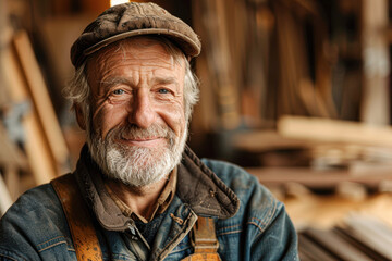 Obraz premium A man with a hat and beard is smiling