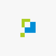 Letter P logo design with box combination