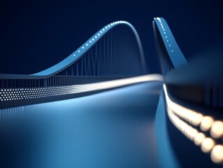 Obraz premium Abstract bridge made of glowing lines against a dark blue background.