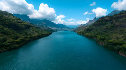 Large Body Water Surrounded Mountains