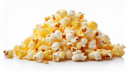 Pop corn pile isolated on white background.