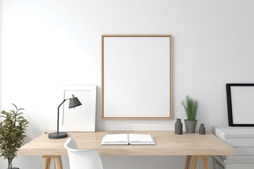 Modern living room interior with furniture and empty photo frames mockup