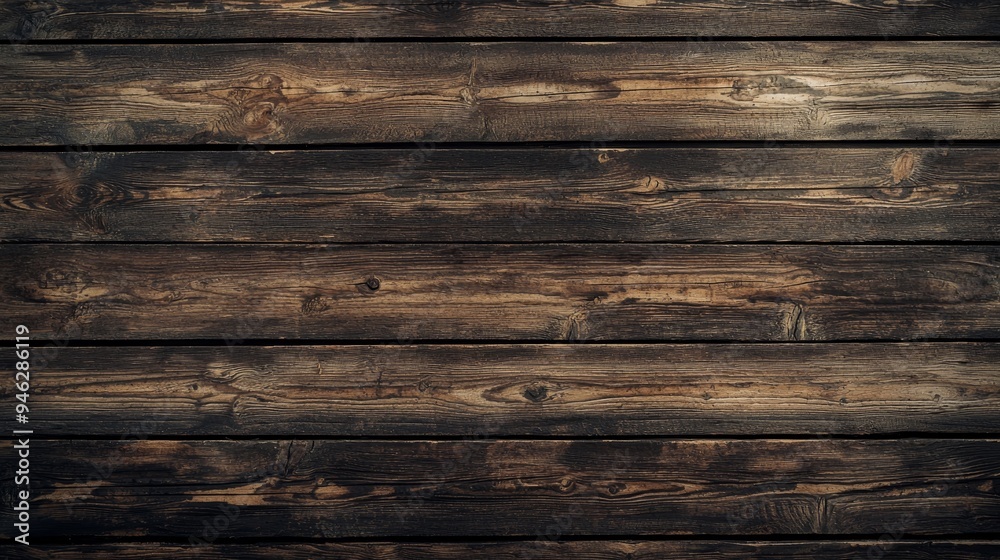 Poster Textured retro wood background with space for work and text from above