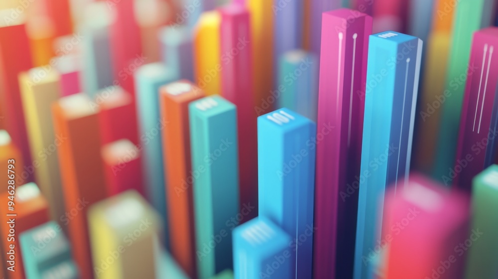 Poster A detailed shot of a 3D stacked column chart representing various financial metrics, with clear labels and a white background, highlighting the depth and comparative data.