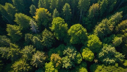Fototapeta premium aerial view of a lush sprawling forest 