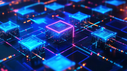Illustration of digital wallet on a blockchain network, symbolizing transparent and secure transactions, Wallet blockchain network, Blockchain finance
