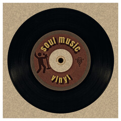 Soul Music Vinyl Record Logo -illustration-in a Vintage Rero Style -a Tribute to 60's & 70's Soul Music