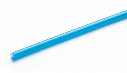 blue drinking straw isolated on white background.
