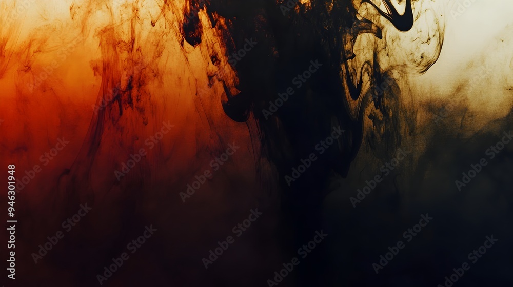 Poster a conceptual and atmospheric image depicting darkness spreading like ink across a canvas slowly cons