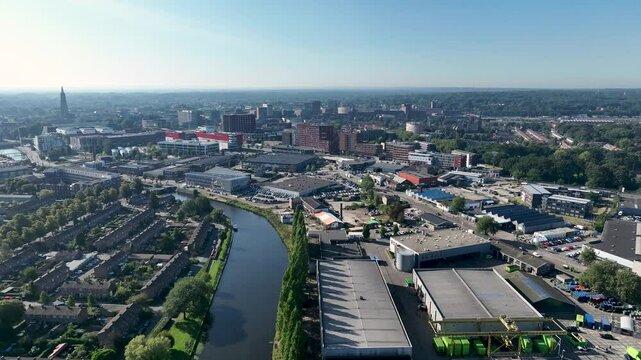 Aerial view of 'De Kop van Isselt' in Amersfoort where new homes are to be built