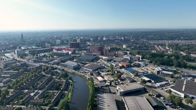 Aerial view of 'De Kop van Isselt' in Amersfoort where new homes are to be built