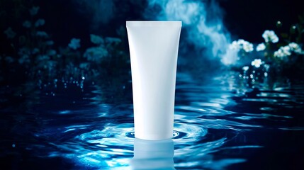 A white plastic cup floating in a pool of water