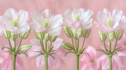 Obraz premium Delicate White Flowers on a Pink Background