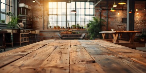 Reclaimed Wood Table in Industrial Style Loft Ready for Showcasing Handmade Furniture and Decor