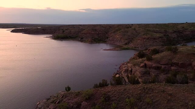 Aerial Views of Ute Lake in New Mexico, America, USA.