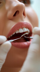 Fototapeta premium Dentist checking patient's teeth