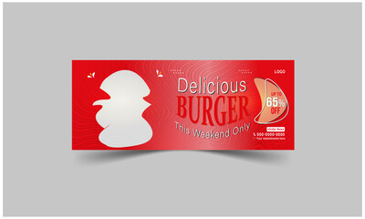 Food Facebook cover design for restaurant business ads and timeline cover marketing promotion, web banner template with editable vector
 social media post