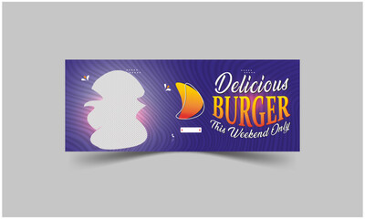 Food Facebook cover design for restaurant business ads and timeline cover marketing promotion, web banner template with editable vector
 social media post