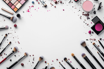 Fototapeta na wymiar Colorful Makeup Frame Border Background - Space for Text 
