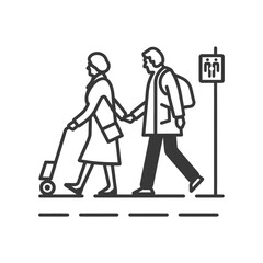Elderly Woman and Man Walking Together with a Walker