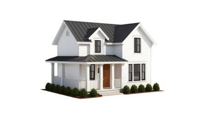 House 3d modern style rendering on white background.