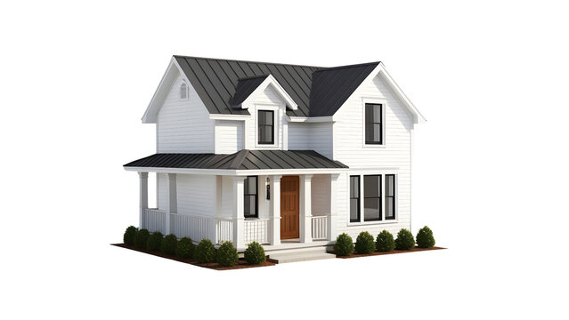 House 3d modern style rendering on white background.