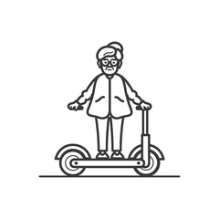 Elderly Woman Riding an Electric Scooter