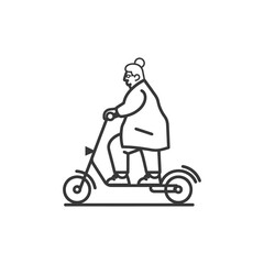Elderly Woman Riding an Electric Scooter