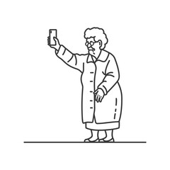 Elderly Woman Taking a Selfie with a Smartphone