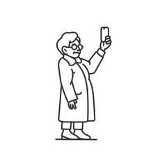 Elderly Woman Taking a Selfie with a Smartphone
