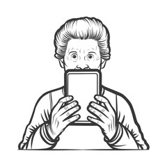 Elderly Woman Using A Smartphone