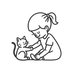 Girl Holding Hands with a Cat