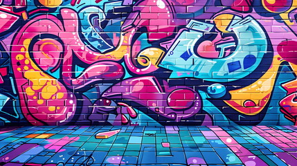 Fototapeta premium Wall art in an alleyway wall art in a corner pop art graffiti and modern doodle styles.