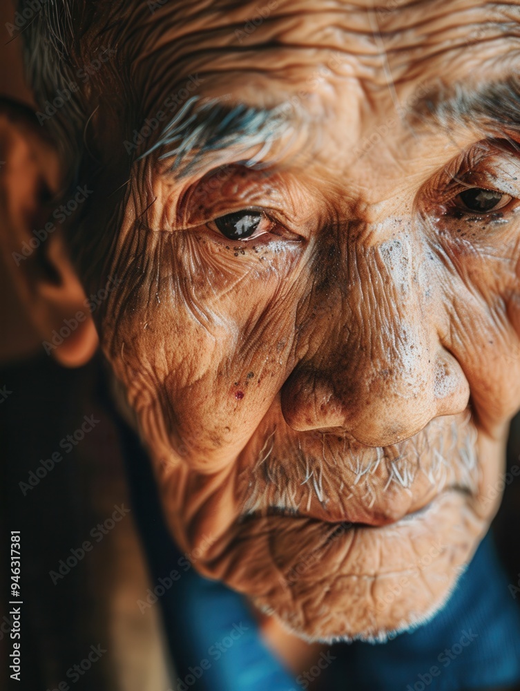 Poster elderly men from different ethnic groups convey a sense of wisdom and calmness, each possessing uniq
