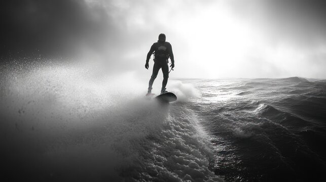 Silhouetted Wakeboarder