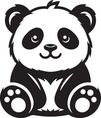 cute panda silhouette icon vector art flat graphic design background illustrations