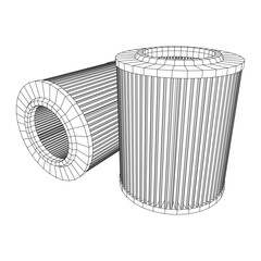 Car engine air filter. Auto spare part. Car care service maintenance. Wireframe low poly mesh vector illustration.