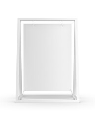 Blank metallic advertising banner stand template, 3d render illustration.