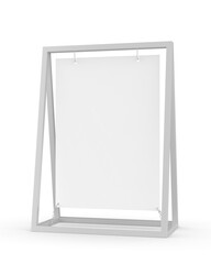 Blank metallic advertising banner stand template, 3d render illustration.