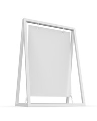 Blank metallic advertising banner stand template, 3d render illustration.