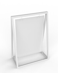 Blank metallic advertising banner stand template, 3d render illustration.
