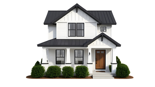 House 3d modern style rendering on white background.