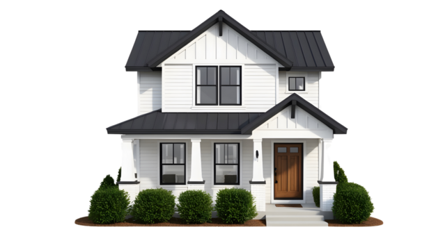 House 3d modern style rendering on white background.