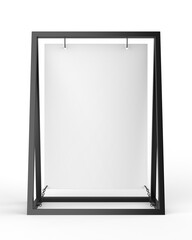 Blank metallic advertising banner stand template, 3d render illustration.