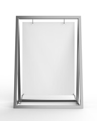 Blank metallic advertising banner stand template, 3d render illustration.