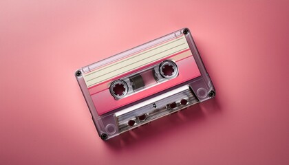 Obraz premium Cassette tape isolated on pink background, Generative AI