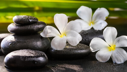 Fototapeta premium spa still life with frangipani flower
